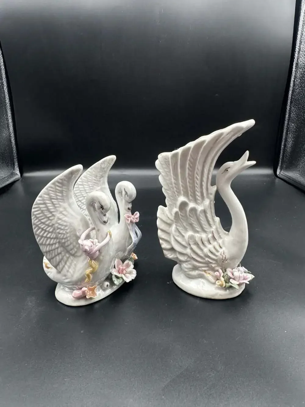 Vintage Porcelain Swan Bud Vases Set of 2 - 6